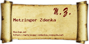 Metzinger Zdenka névjegykártya
